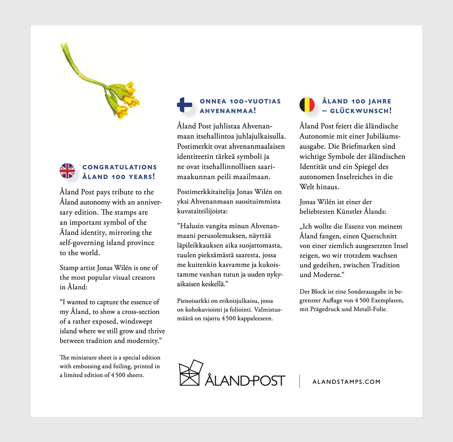 Juhlapakkaus, Ahvenanmaan itsehallinto 100 vuotta