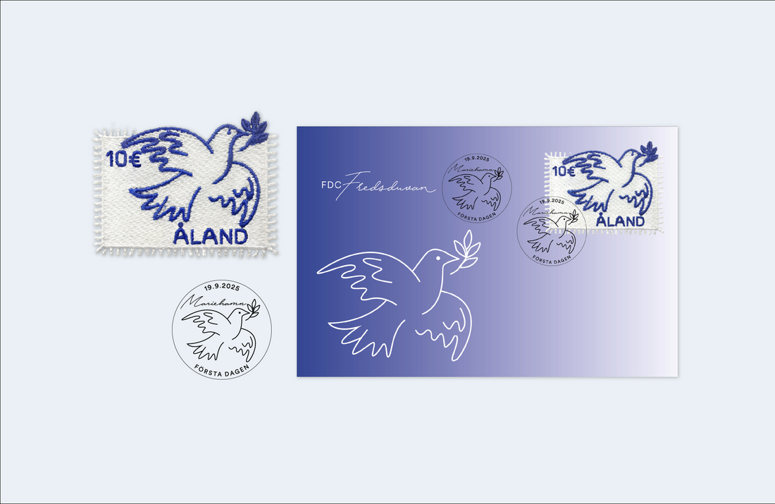 Fredsduvan – Ålands första broderade frimärke