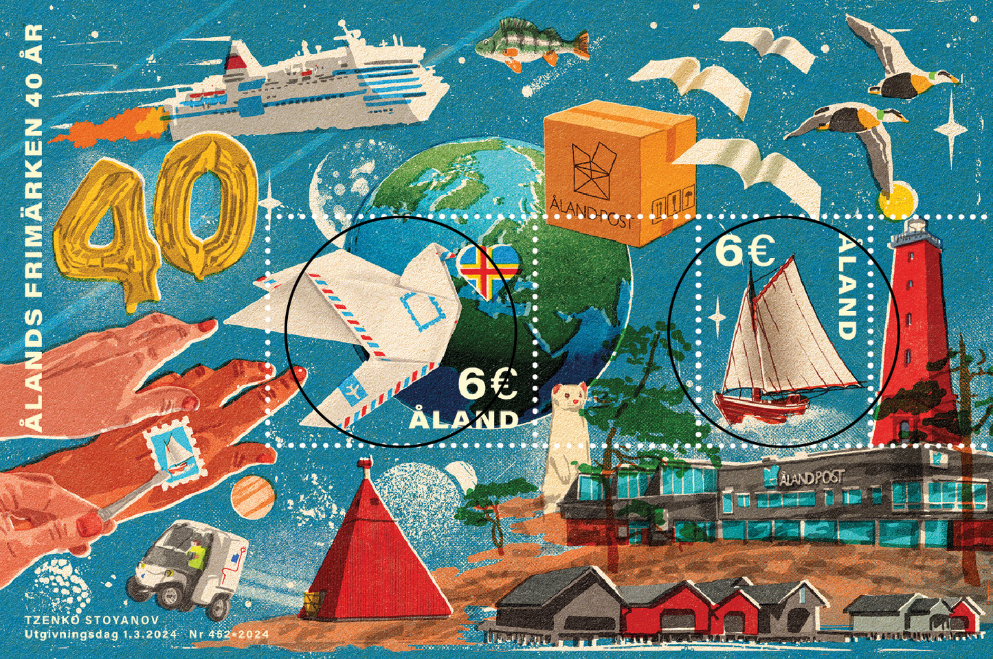 Ahvenanmaan postimerkit 40 vuotta -leimattu