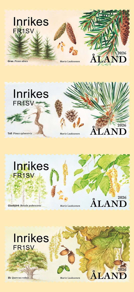 Franking labels 2026, trees - mint