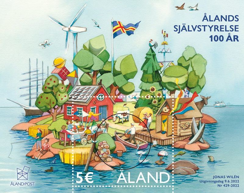 100 Jahre Åland Autonomie -gestempelt