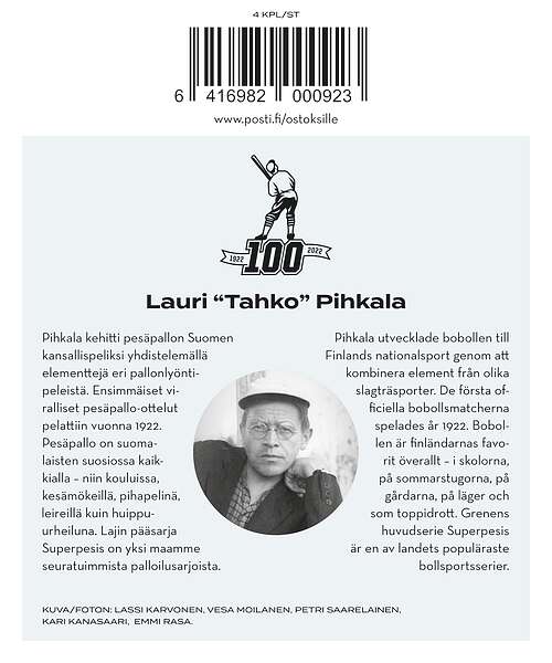 Finnish baseball 100 years -mint
