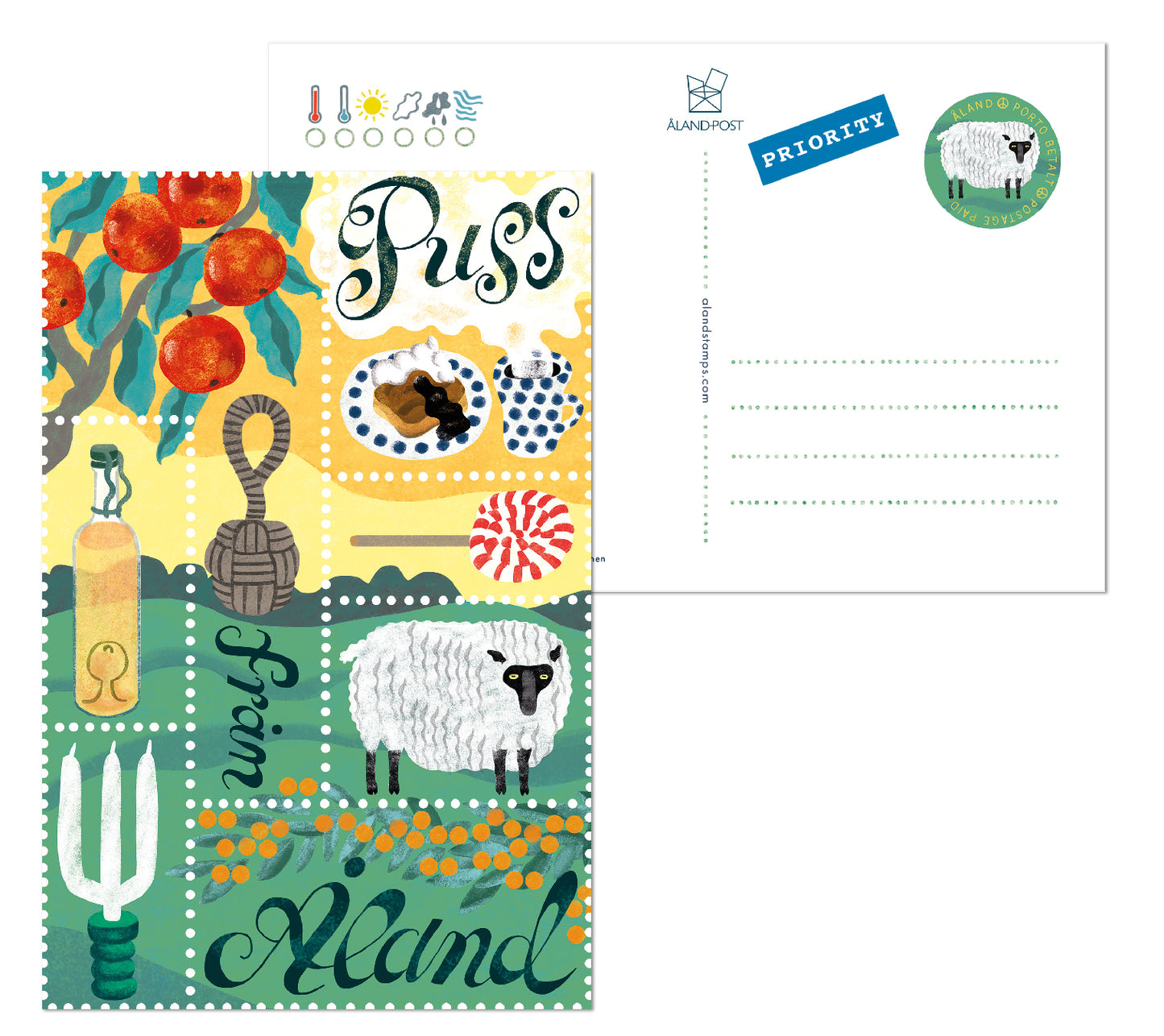 Greetings from Åland, 4 cards - mint