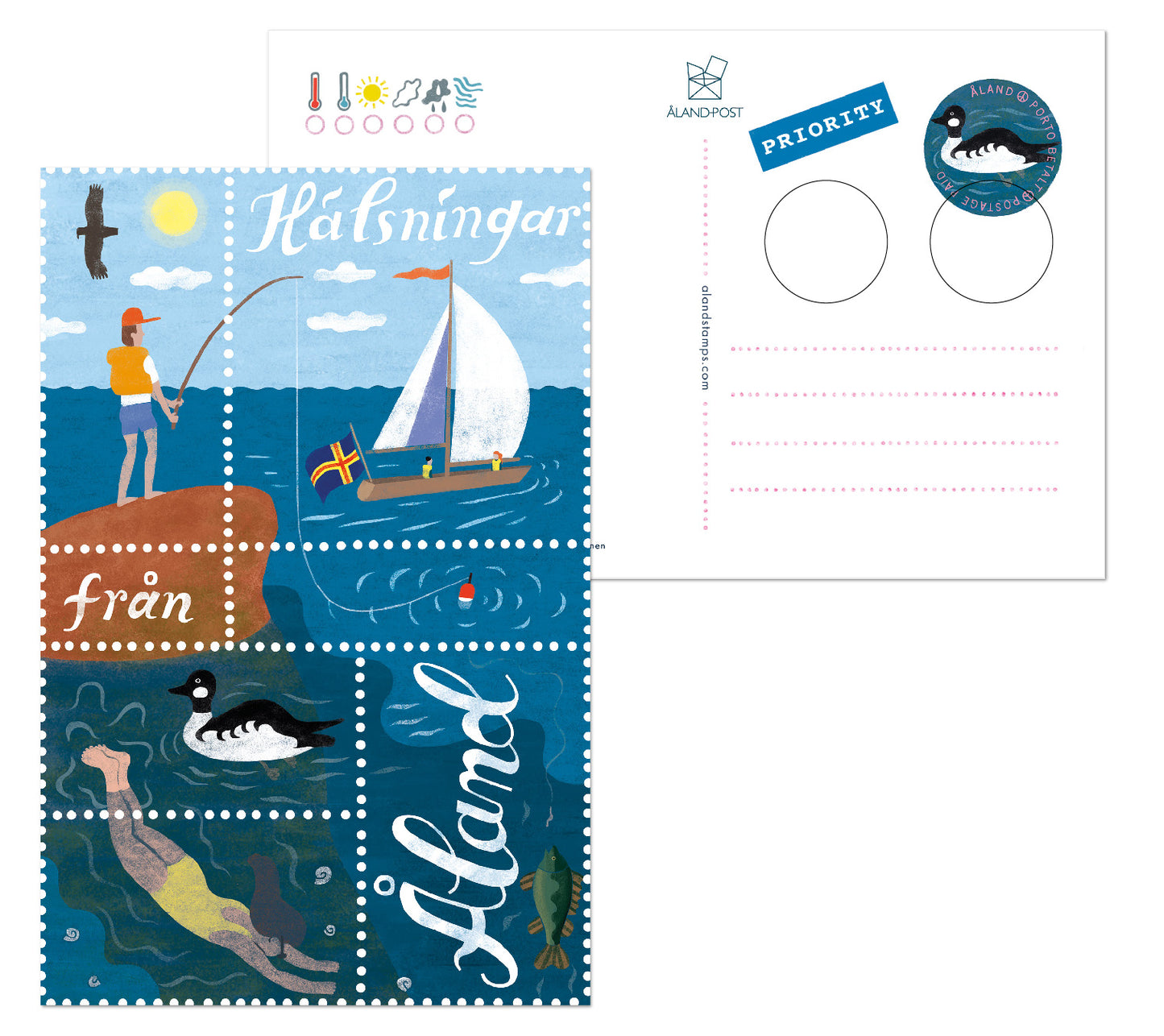 Greetings from Åland, 4 cards - cancelled 
