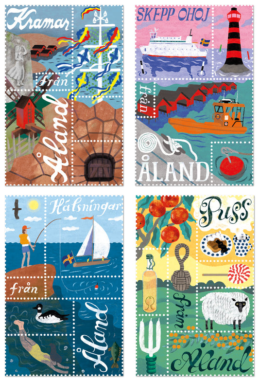 Greetings from Åland, 4 cards - mint