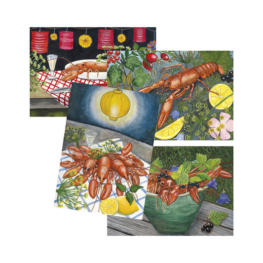 Crayfish party, 4 cards -mint