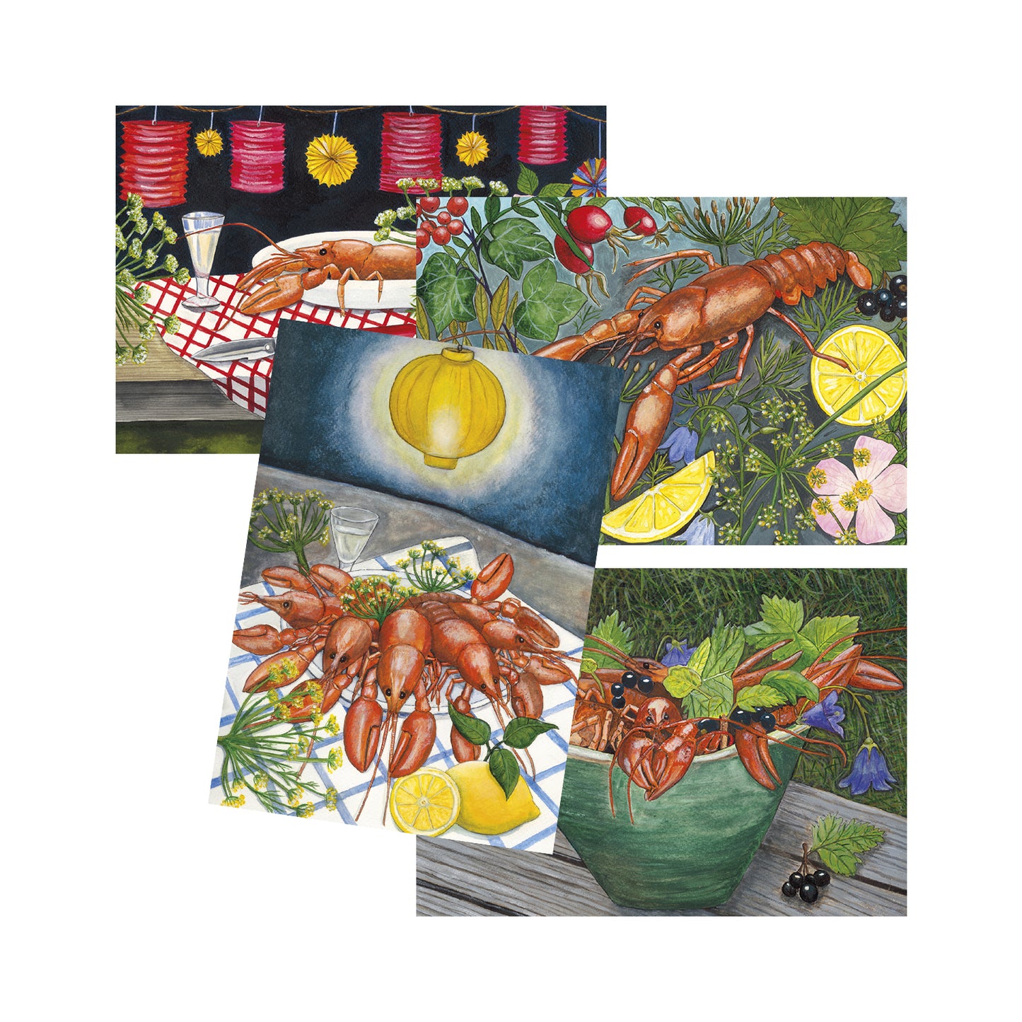 Crayfish party, 4 cards -cancelled