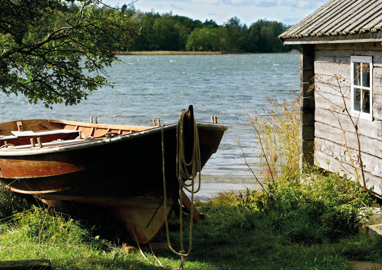 Wooden boat at boat-house